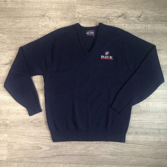 Vintage Deadstock Rare Navy Pine State Buick Motorsports V-Neck Sweater Size XL - Picture 1 of 14